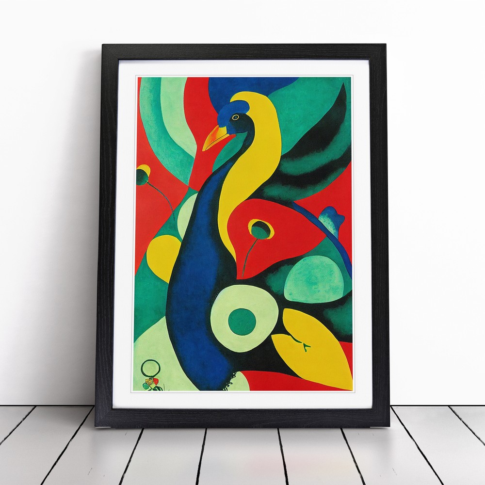 Peacock Abstract No.2 Wall Art Print Framed Canvas Picture Poster Decor