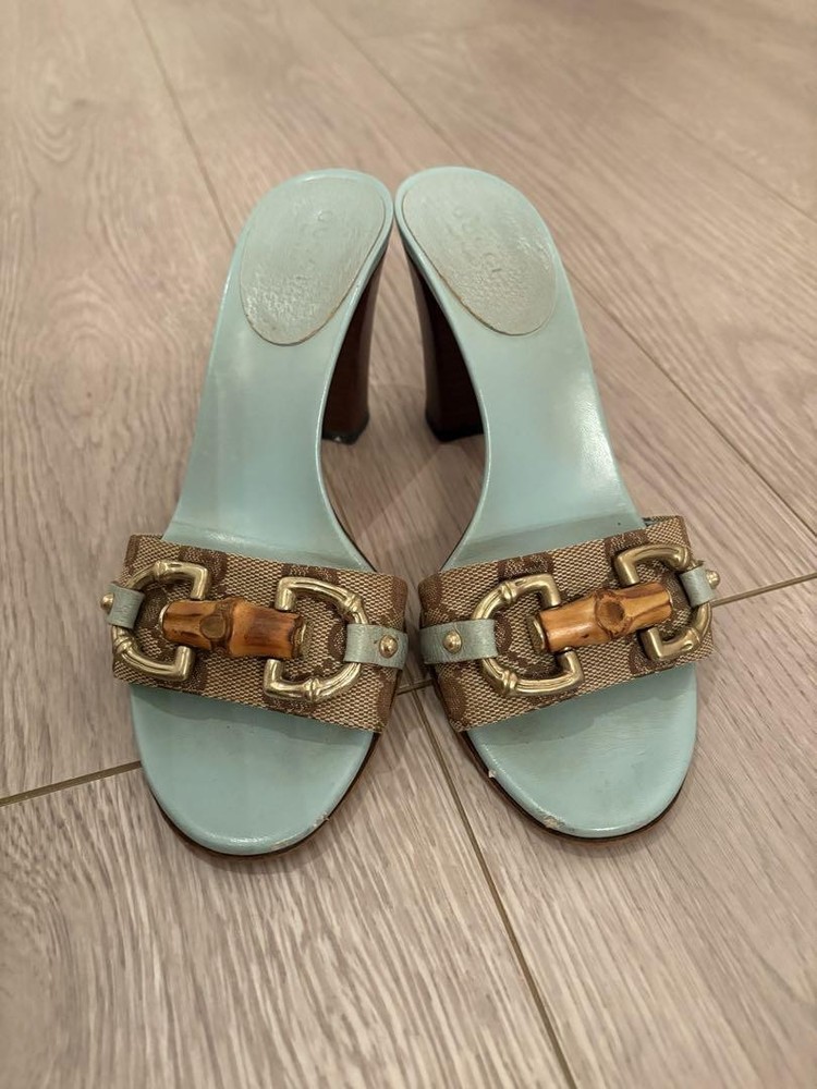 Gucci Beige Heel Mule Sandals Size 34 Ag1140 Preowned
