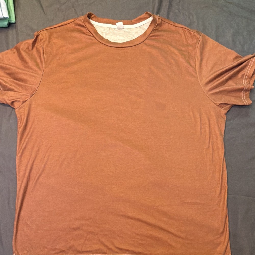 Men's Crew Neck Short Sleeve Solid Brown T-Shirt 2XL Regular