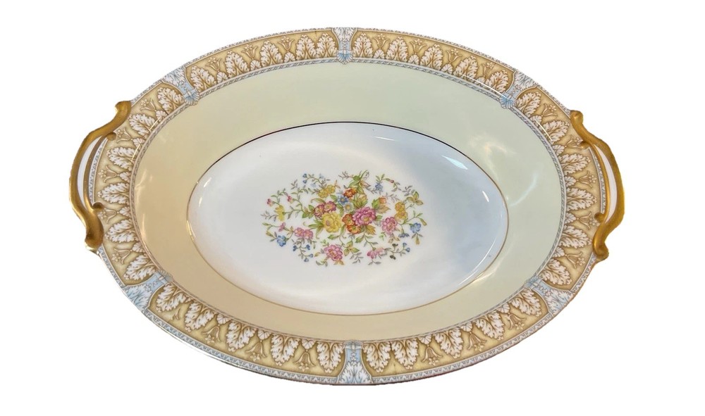 Vintage Noritake China CLAIRE, Gold Handles Serving Bowl Floral Multicolor 10.5”