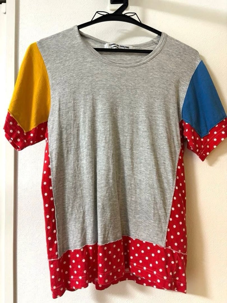 COMME des GARCONS T-shirt Multicolor Cotton S Gray Red Blue