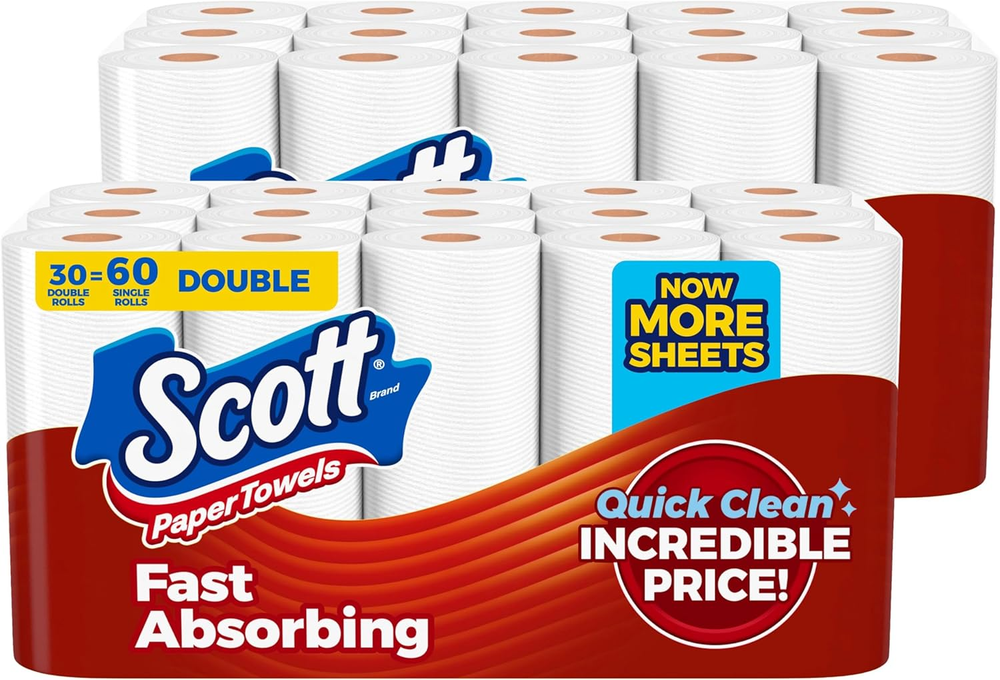 Paper Towels, Choose-A-Sheet, 30 Double Rolls = 60 Regular Rolls (108 Sheets per