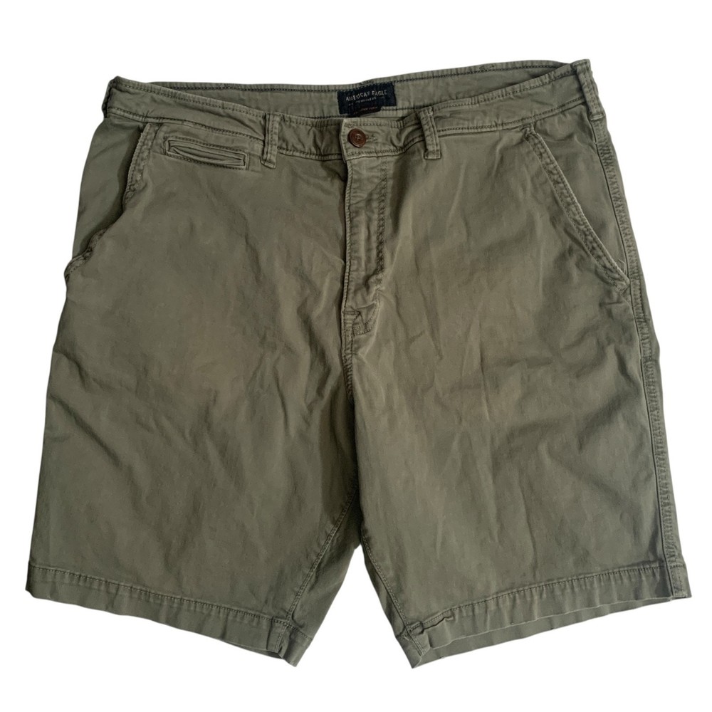 American Eagle Men's Size 38 Extreme Flex Chino Flat Front Green Shorts
