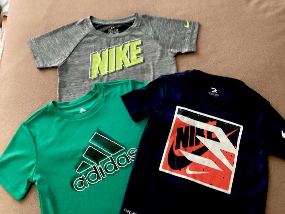 Lot Of 3 Boys Size 4 Nike, Adidas S/S Dri-Fit Tees, VGUC