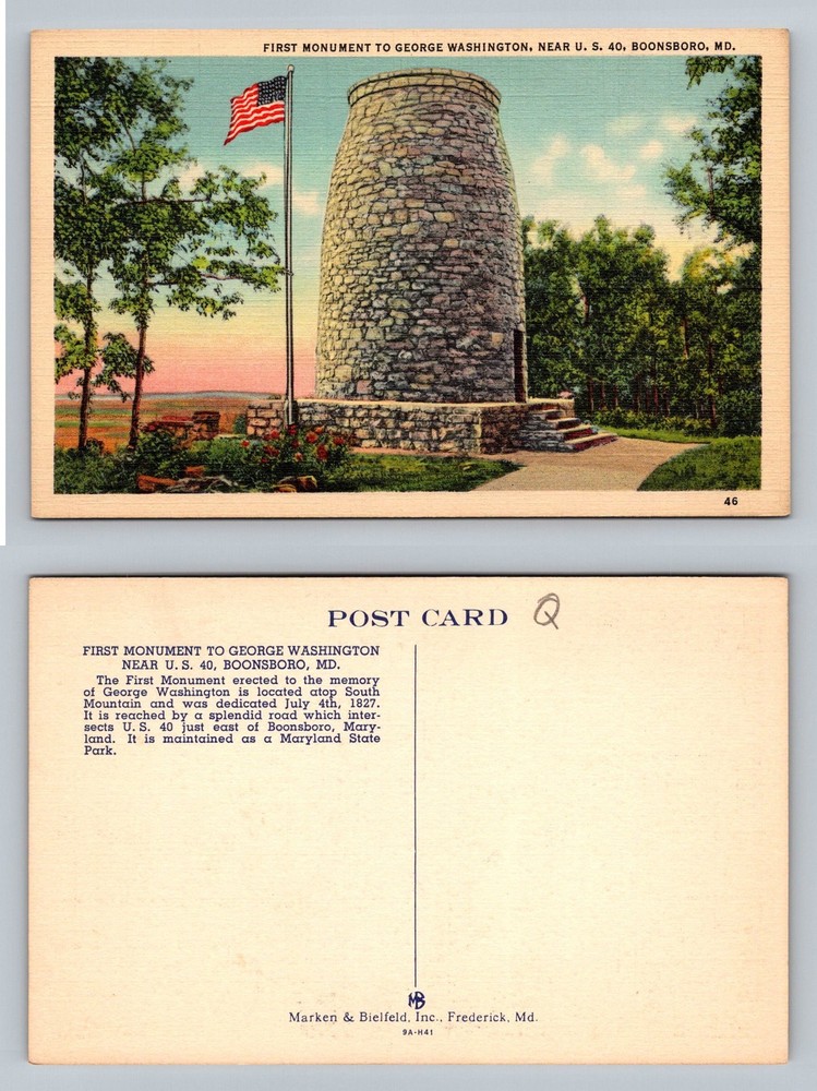 Boonsboro, MD-Maryland, First Monument George Washington Vintage Postcard