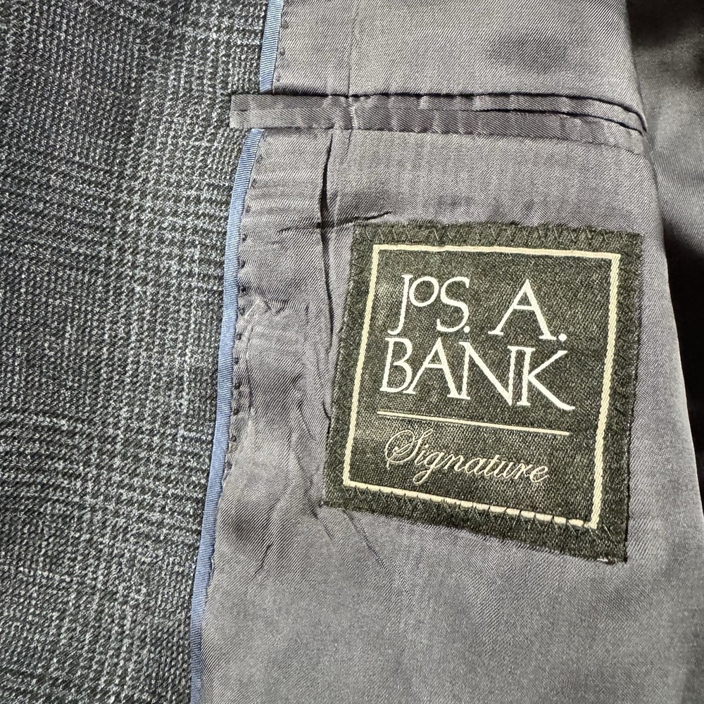 Jos. A. Banks Suit Jacket Sport Coat Blazer 48R Blue Wool Silk Linen