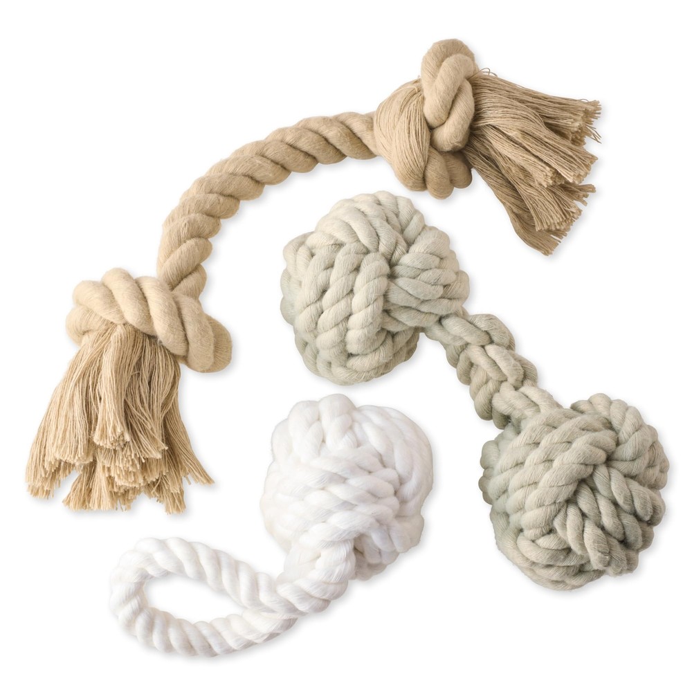 3-Pack Organic Cotton Dog Rope Pull Toys for All Pet Breeds, Desert Ombre, Size