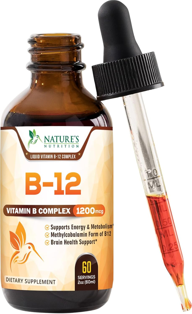Vitamin B 12 Complex Drops 1200 Mcg, Fast Absorption Liquid B12 Support for Ener