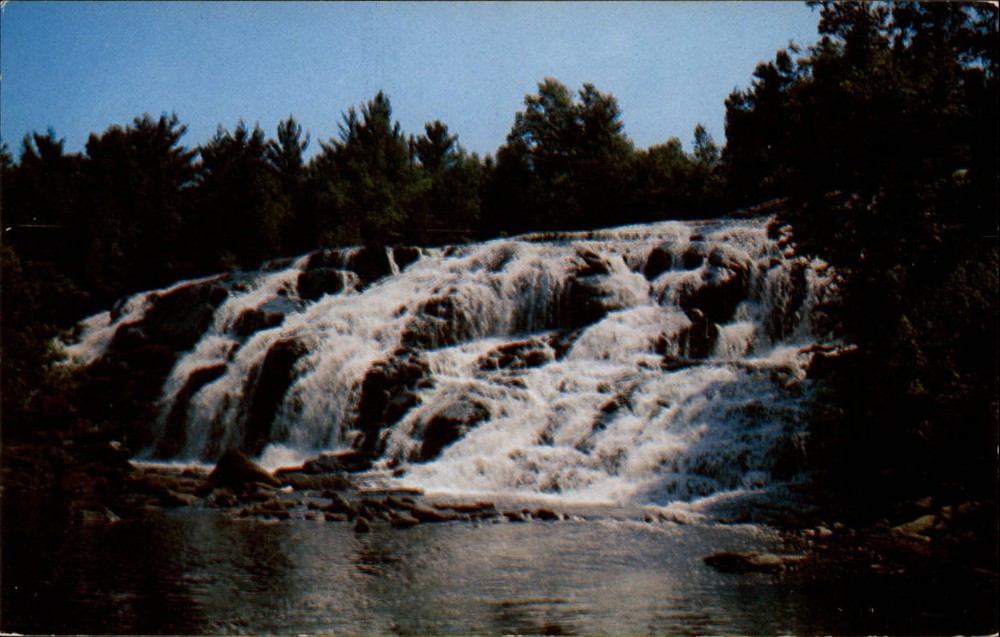 Michigan New Paulding Ontonagon River Falls Upper Peninsula ~ 1950-60s postcard