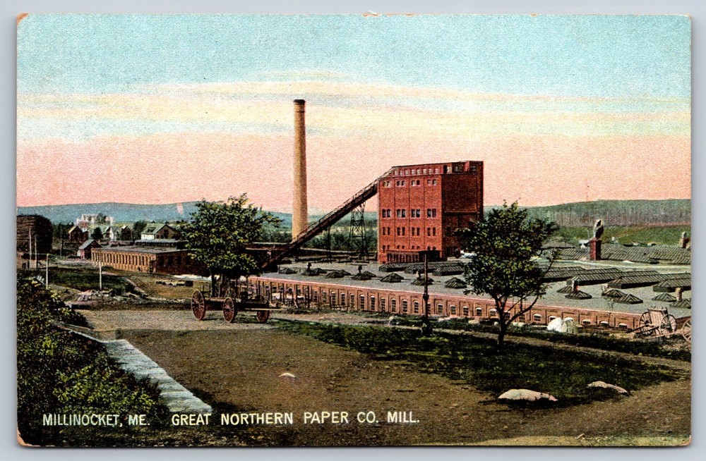 Great Northern Paper Co Mill Millinocket Maine Postcard 1910s