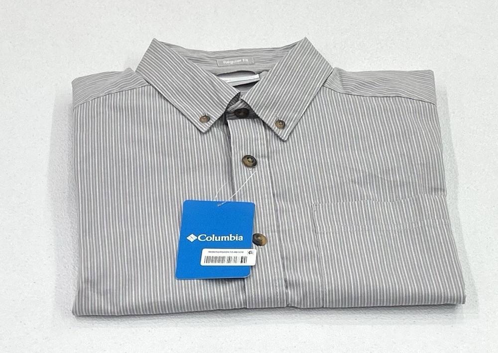 Columbia Men's Rapid Rivers II Short Sleeve Shirt, Gray Stripe, Size S
