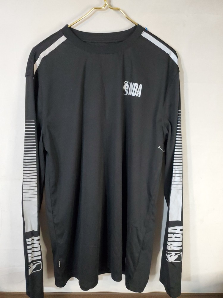 NBA BRAND Long Sleeve Black Athletic T-Shirt Men's Size Large Basketball