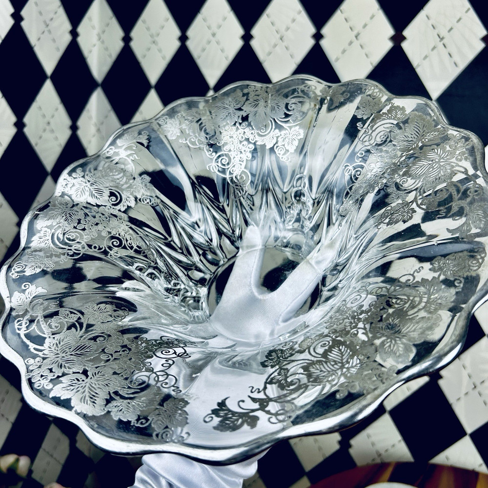 Large Silver Overlay Footed Centerpiece Deep Bowl 11