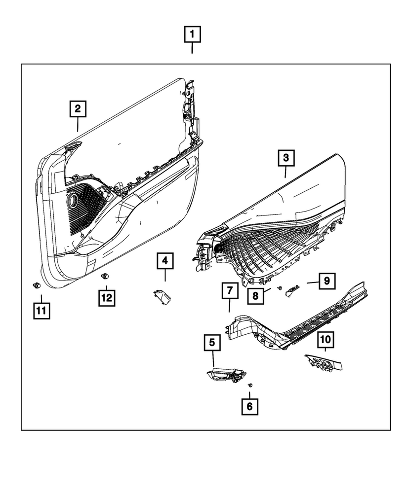 Genuine Mopar Front Door Trim Panel Assembly Left 7ZP91GMDAA