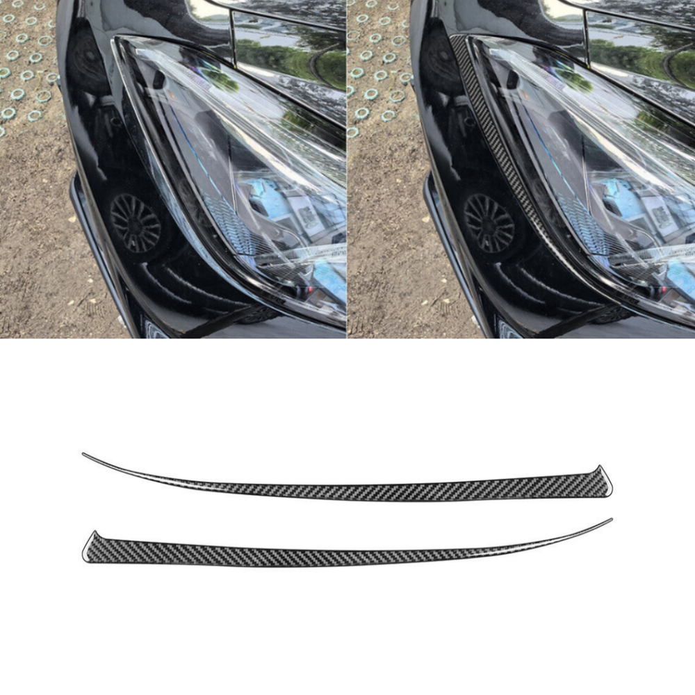 2x Real Carbon Fiber Front Headlight Below Lamp Strip Trim For Corvette C8 20-24