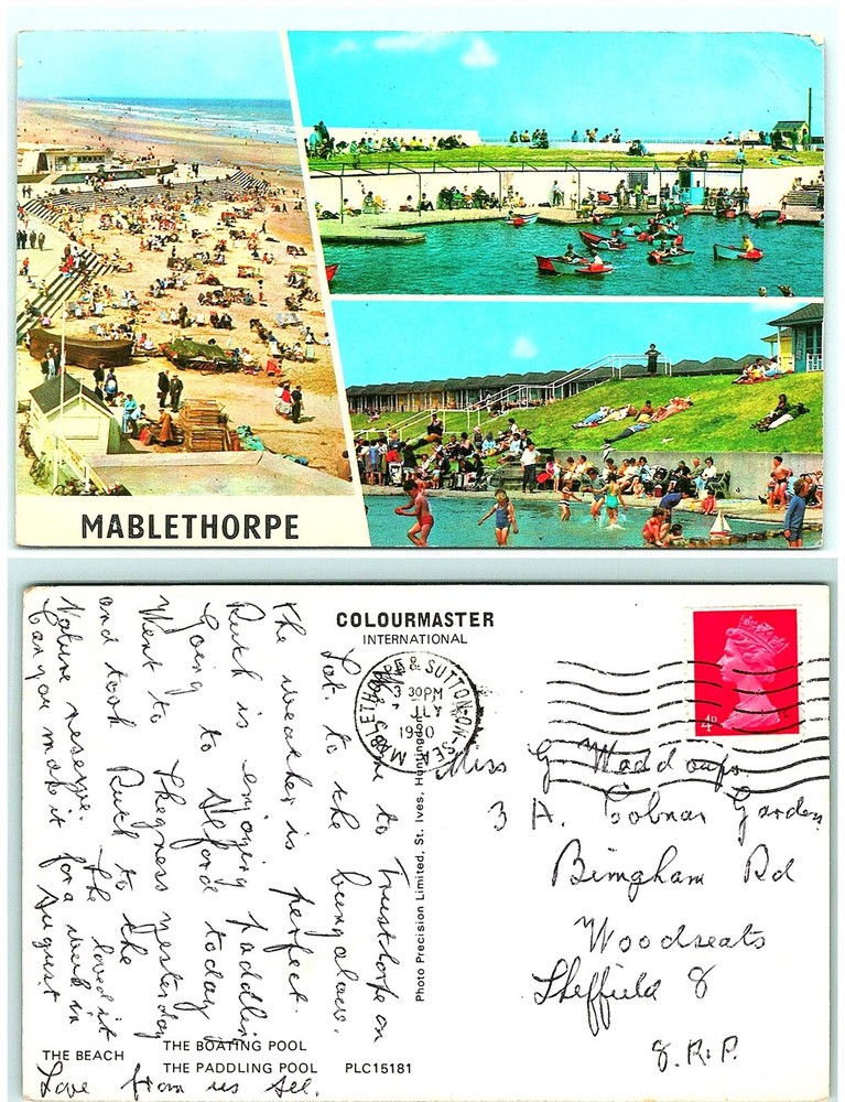 S03-6945, Multiple Views Mablethorpe, Uk 1970 Postmarked, Postcard
