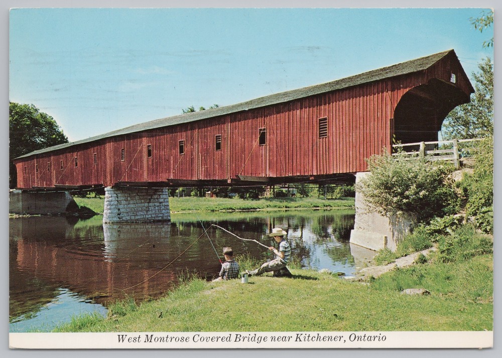 Bridge~West Montrose Covered Bridge Kitchener Ontario~Continental Postcard