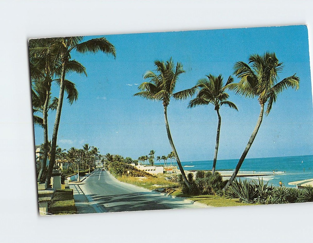 Postcard View of Beach as Seen from Ocean Boulevard in Palm Beach Florida USA