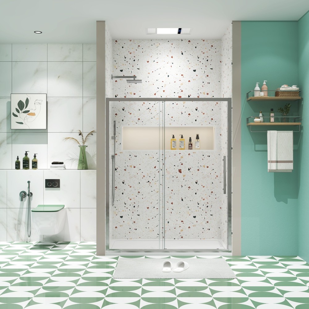 ACE DECOR 44-48 Inch Wide 72 Inch Tall Sliding Shower Door with 6mm Clear Tempered Glass-image