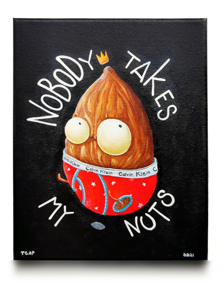 Nobody Takes My Nuts! Original Pop Art Surrealism Acrylic Painting On Canvas