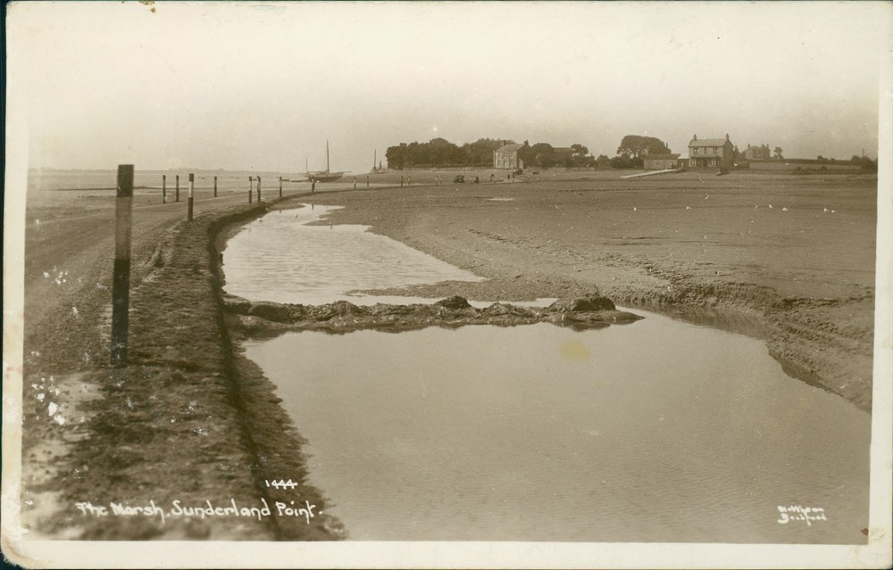 Sunderland Point Marsh Causeway Real Photo Matthison Of Bradford 1930s Postmark
