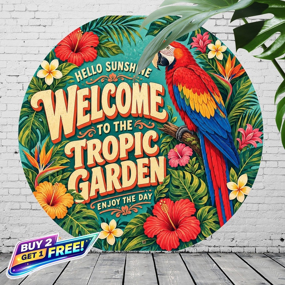Welcome Metal Aluminum Tin Sign Front Door Entry Wall Decor Art