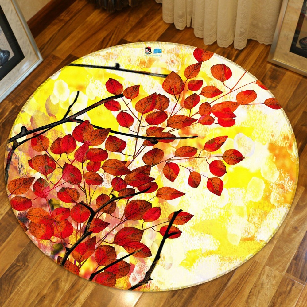 3D Watercolor Red Leaves NAO10402 Game Rug Mat Elegant Photo Carpet Mat Fay