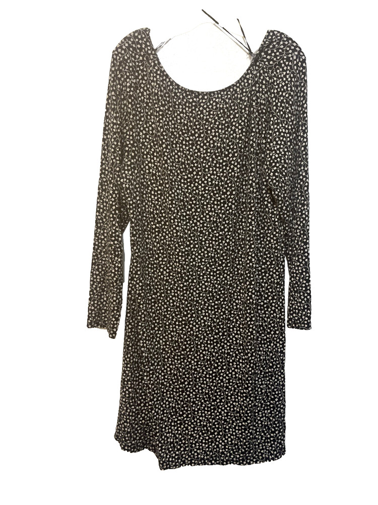 Old Navy Women's XL black.white floral Swing Dress Dark Cottage Core Soft Grung