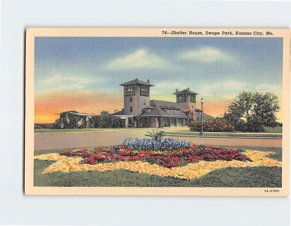 Postcard Shelter House Swope Park Kansas City Missouri USA