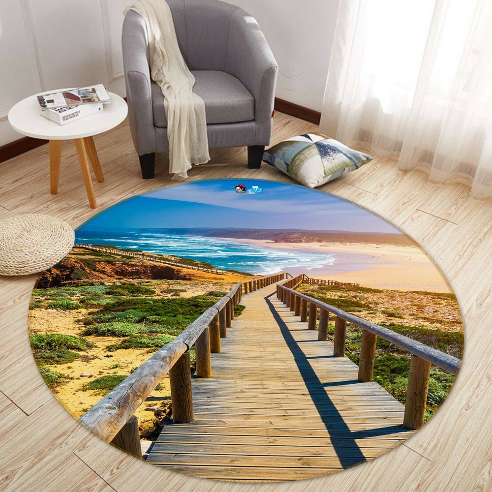 3D Wooden Bridge Beach NAO6158 Game Rug Mat Elegant Photo Carpet Mat Fay