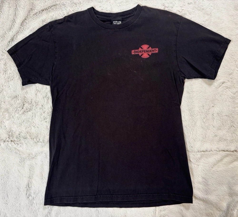Vintage Independent Truck Co. Skateboarding Cross Faded Out Black Logo T-Shirt L