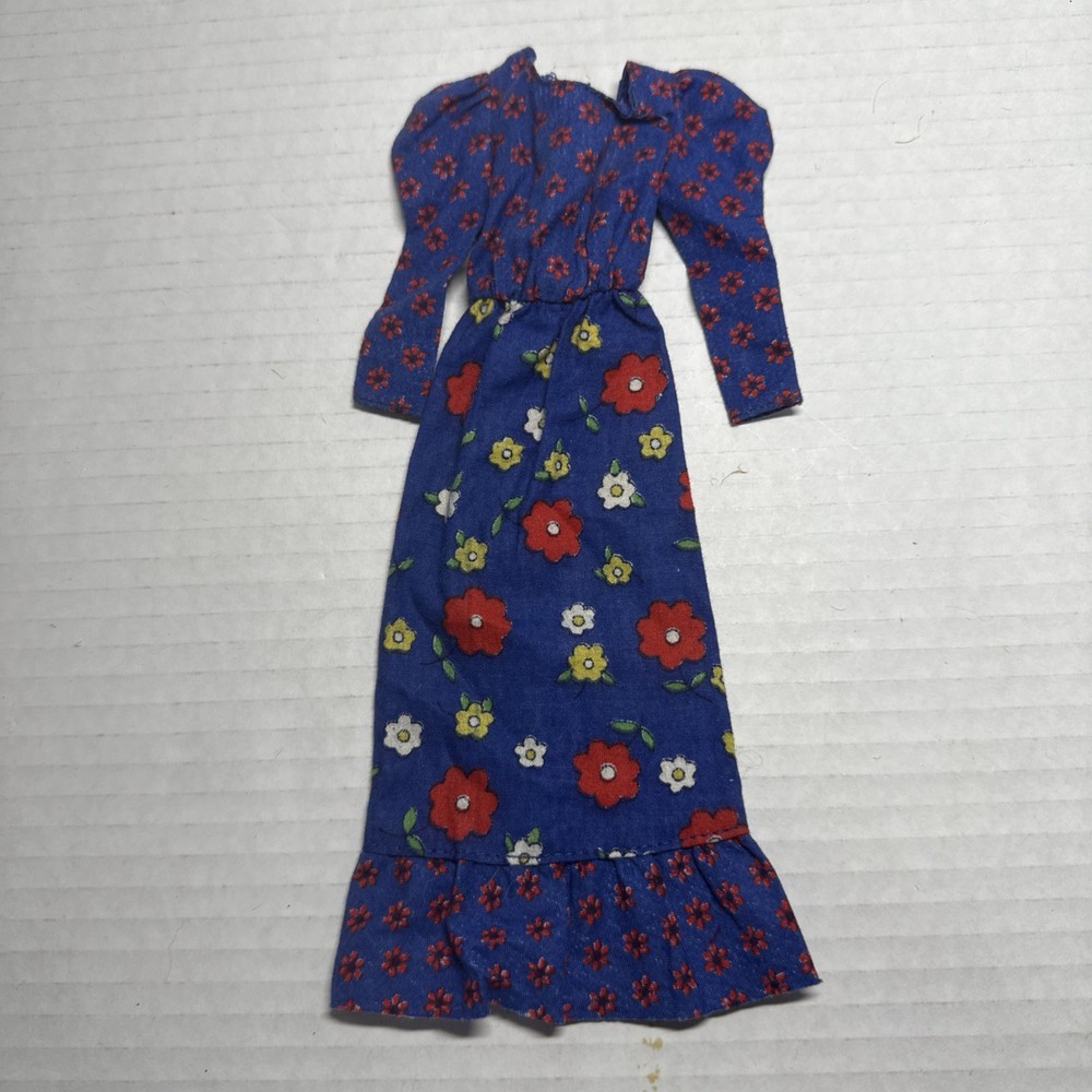 Vintage Barbie 1973 Best Buy Fashion #3343 Blue Floral Peasant Dress NICE!