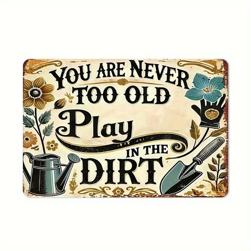 Humorous Gardening Vintage Metal Sign Decor Gift Tin Plaque for Patio/Backyard