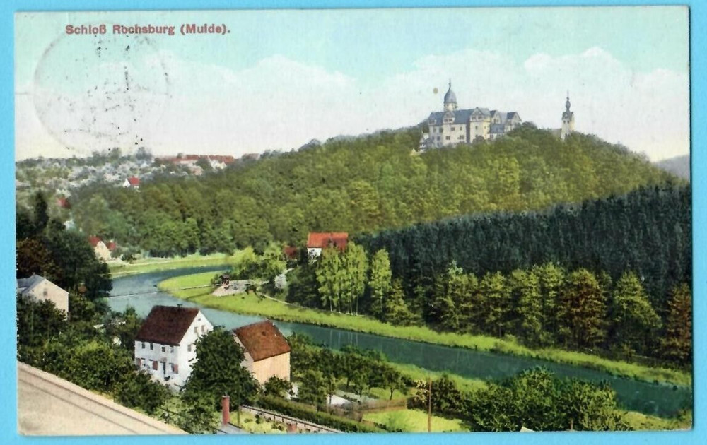 Rochsburg Lunzenau in Saxony, hollow area with a view of the castle USED 5302