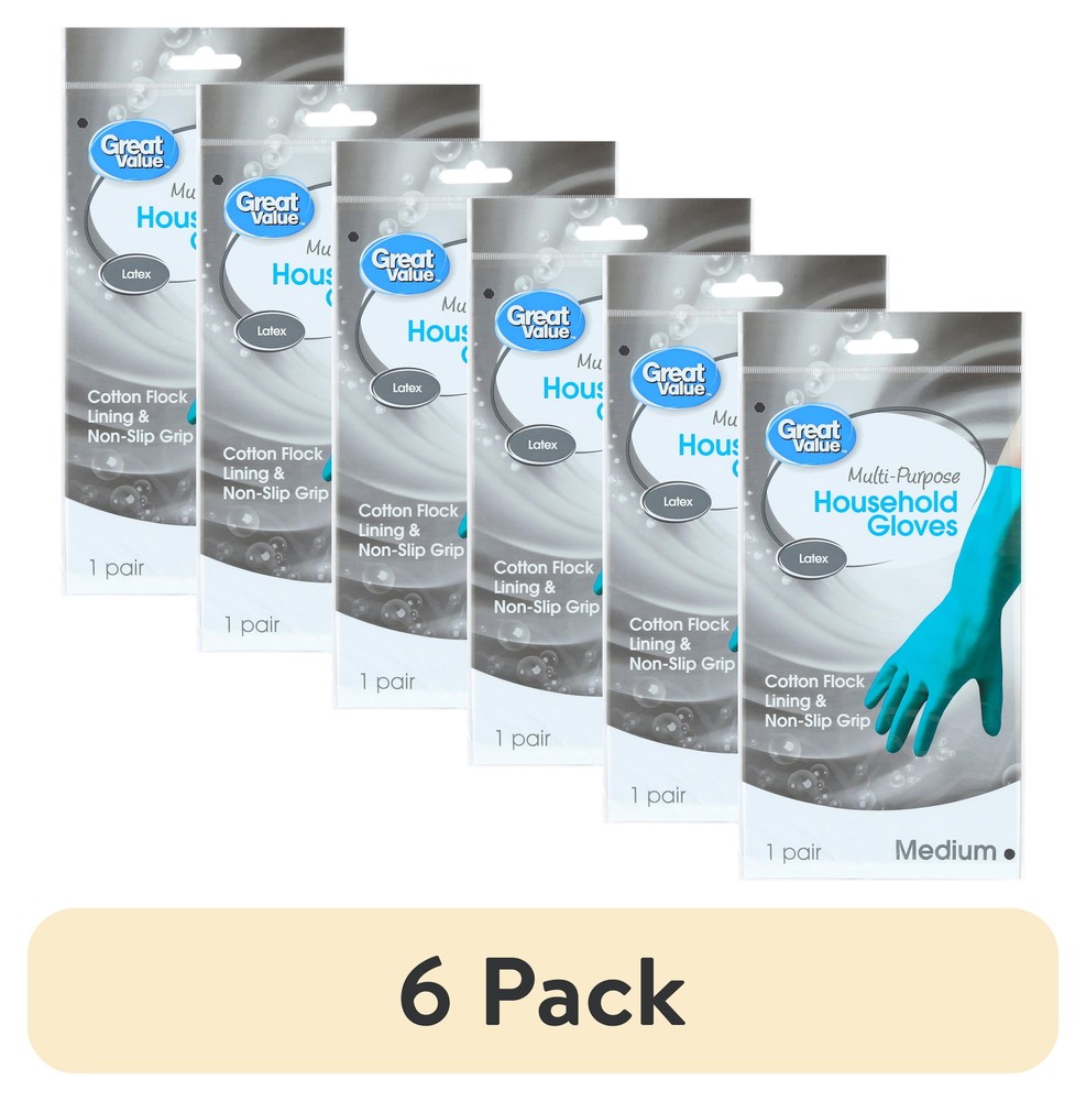 6-Pack Teal BPA-Free Latex Household Gloves - Reusable & Multipurpose