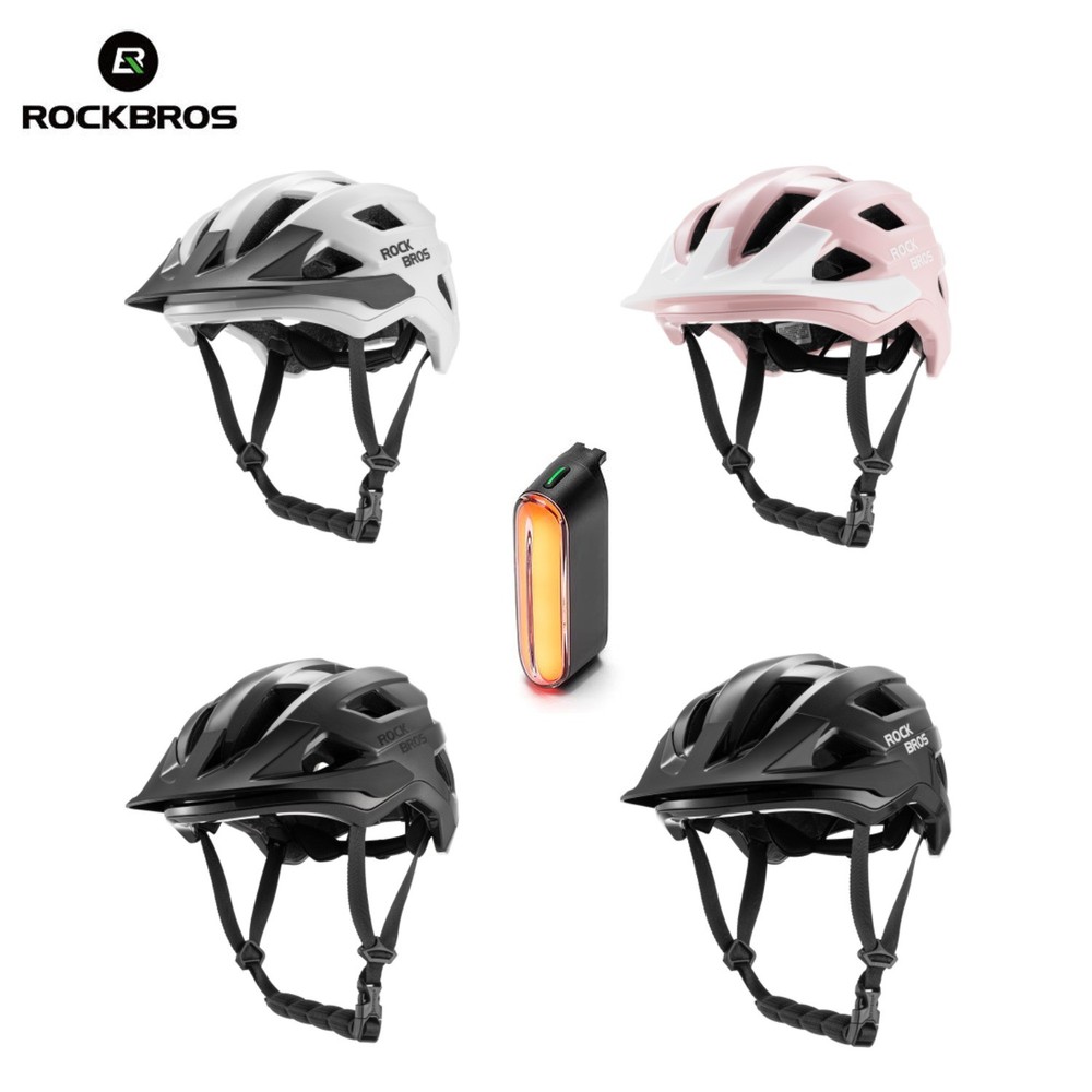 ROCKBROS Kids Mountain Bike Helmet w/LED Light&Adjustable Visor,for Head 54-58cm