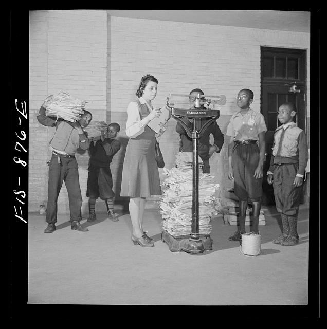 Photo:Washington DC Negro Grammar School Scrap Paper Weighing 1942 March