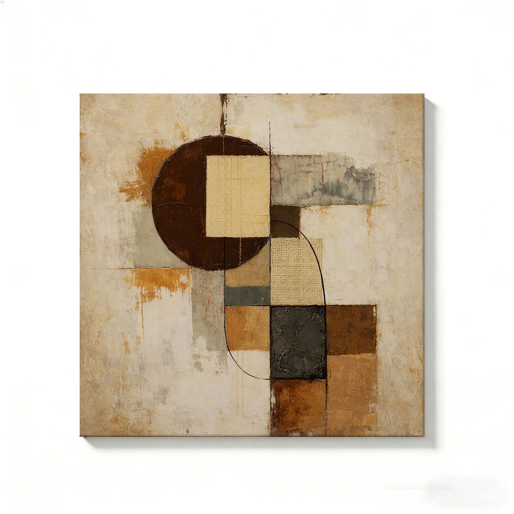 Abstract Geometric Canvas Painting 2D Flat Frameless Wall Art Home Office Decor