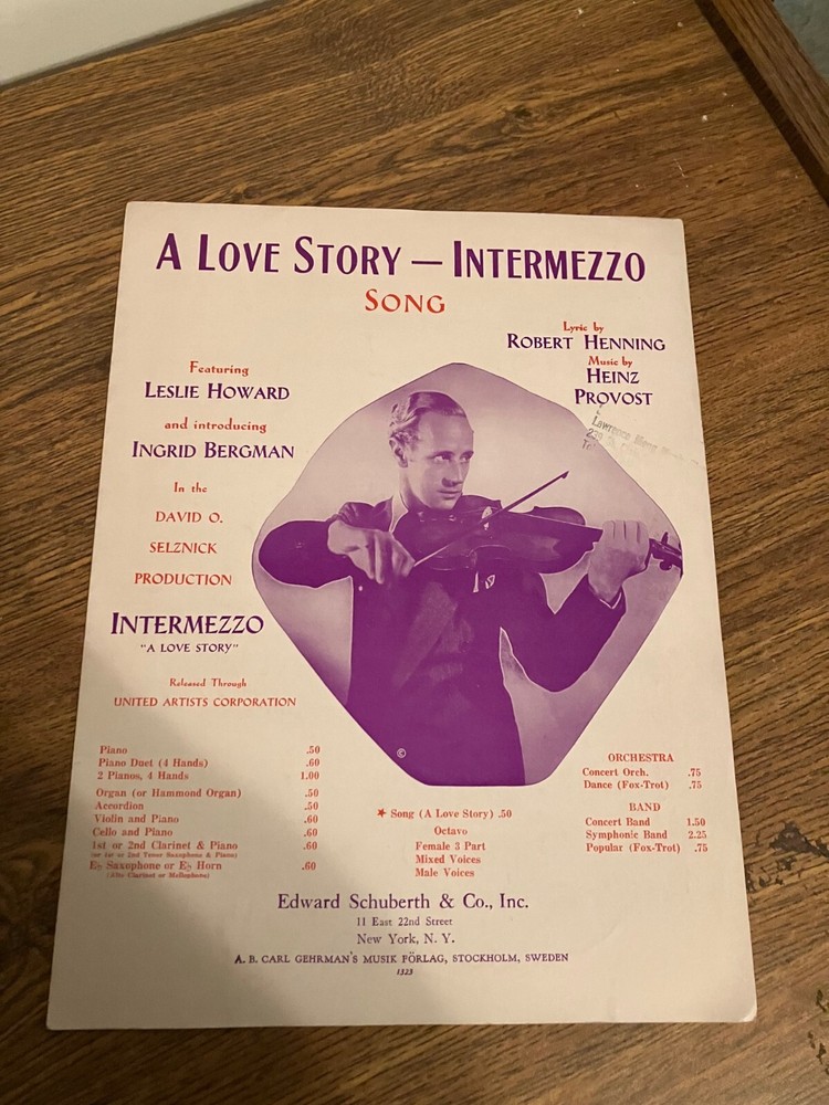 Vintage Sheet Music - A Love Story - Intermezzo