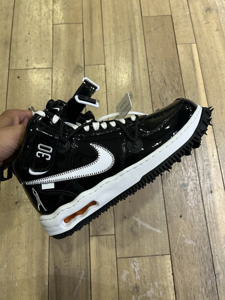 Size 9 - Nike Off-White x Air Force 1 SP Leather Mid Sheed - Black