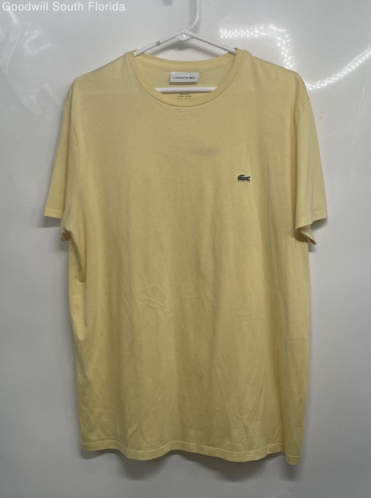 Lacoste Mens Yellow Pima Cotton Regular Fit Short Sleeve Pullover T-Shirt Sz XL