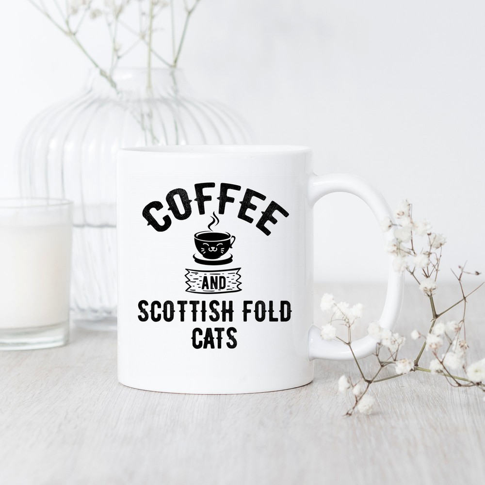 Scottish Fold Cat Lover Mug with Coffee Design - Perfect Gift for Cat Enthusiasts