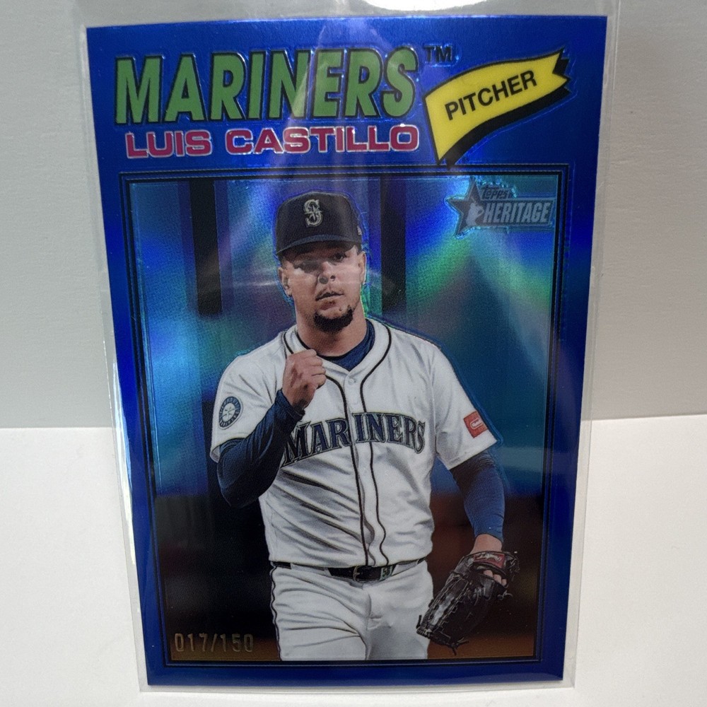 Topps 2026 Heritage Luis Castillo /150 Blue Refractor Chrome Mariners