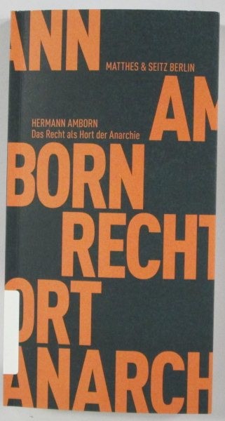 Das Recht als Hort der Anarchie, Like New Used, Free shipping in the US