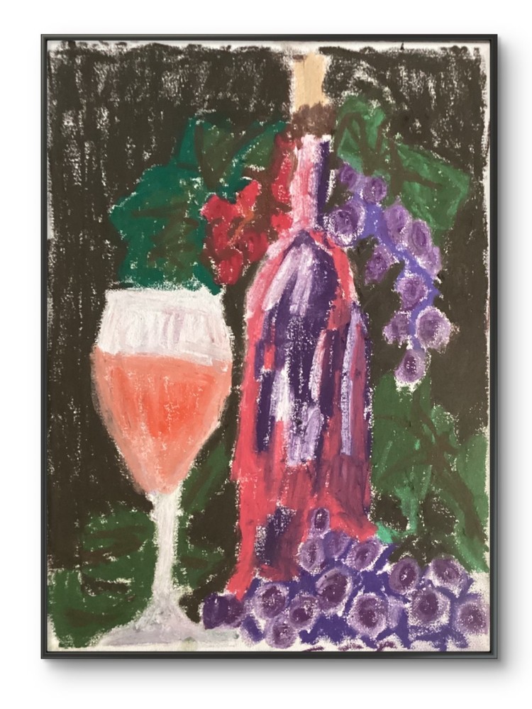 Still Life Wine Bright Food Pop Art Original 11 by 14 Canvas