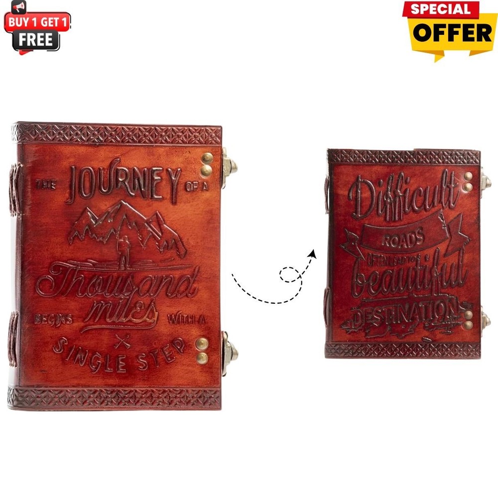 Handmade Leather Journal7x5–Vintage Diary, Double Lock, 200 Pages |Buy1 Get free