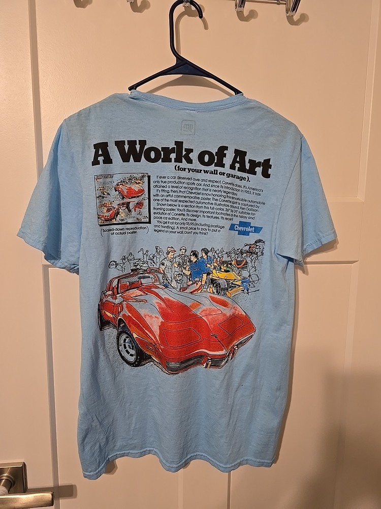 Chevrolet GM WORK OF ART CORVETTE BLUE UNISEX M TSHIRT