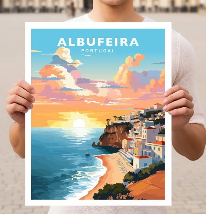 Albufeira Portugal Algarve Travel Wall Art Poster Print