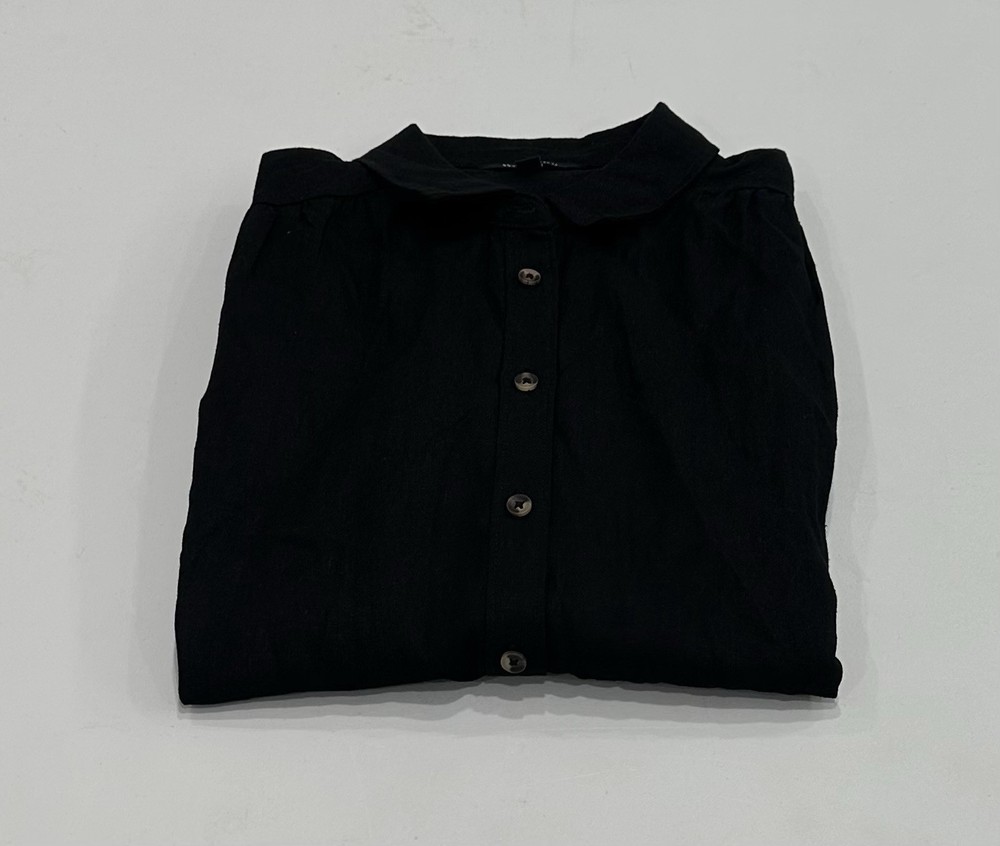Well Worn Women’s Linen Blend Casual Pockets Dress, Black, Size S