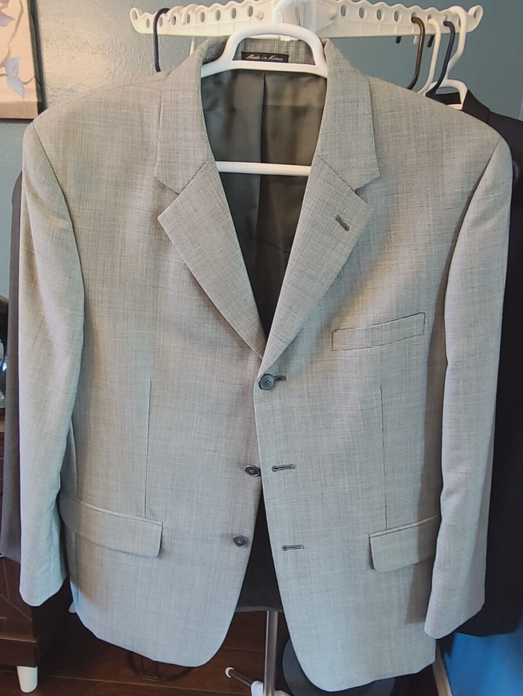 Alfani Men's Micro Houndstooth Wool Blend Blazer Gray Check 42S Classic Fit